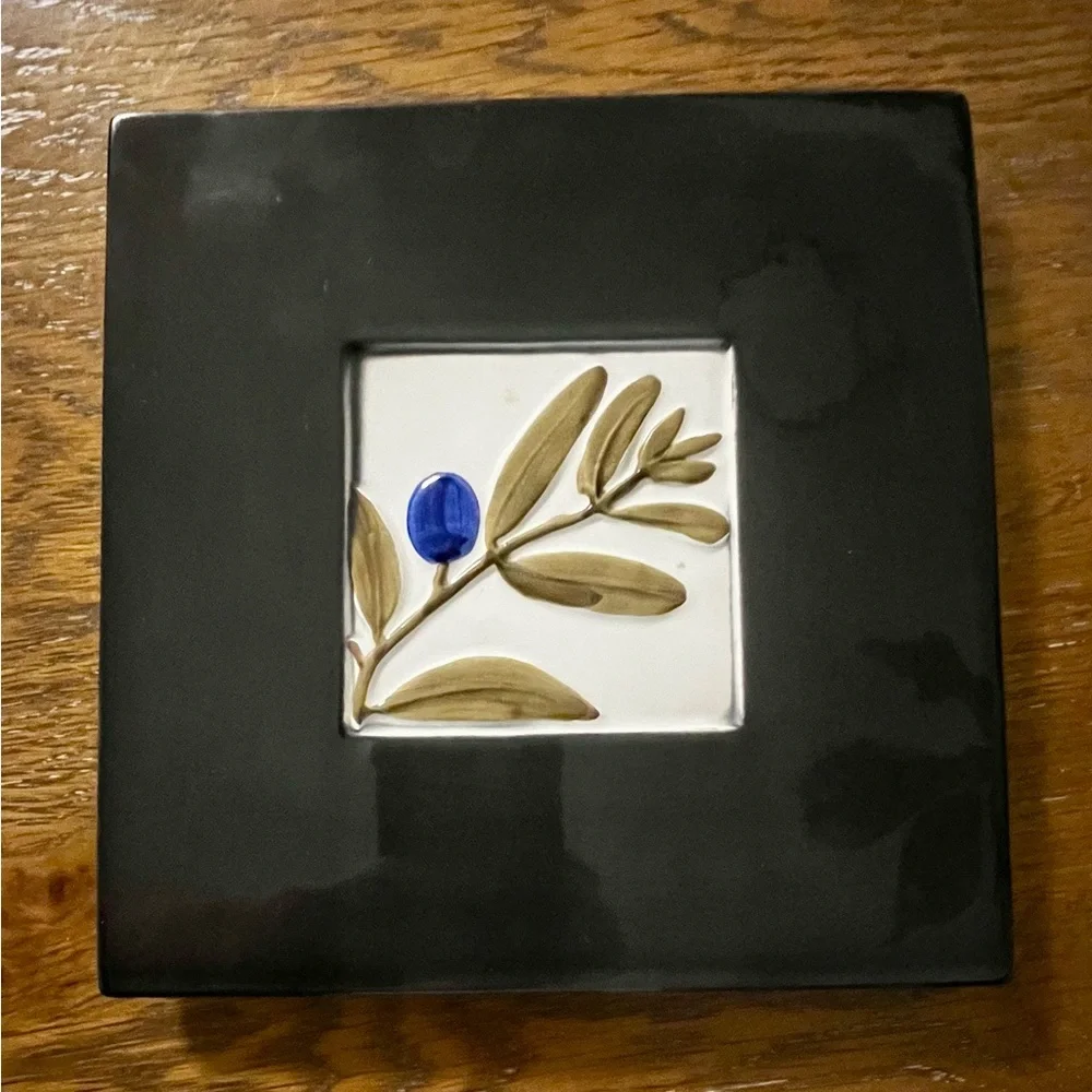 Crate&Barrel Black Olive 8” Trivet Made in Italy